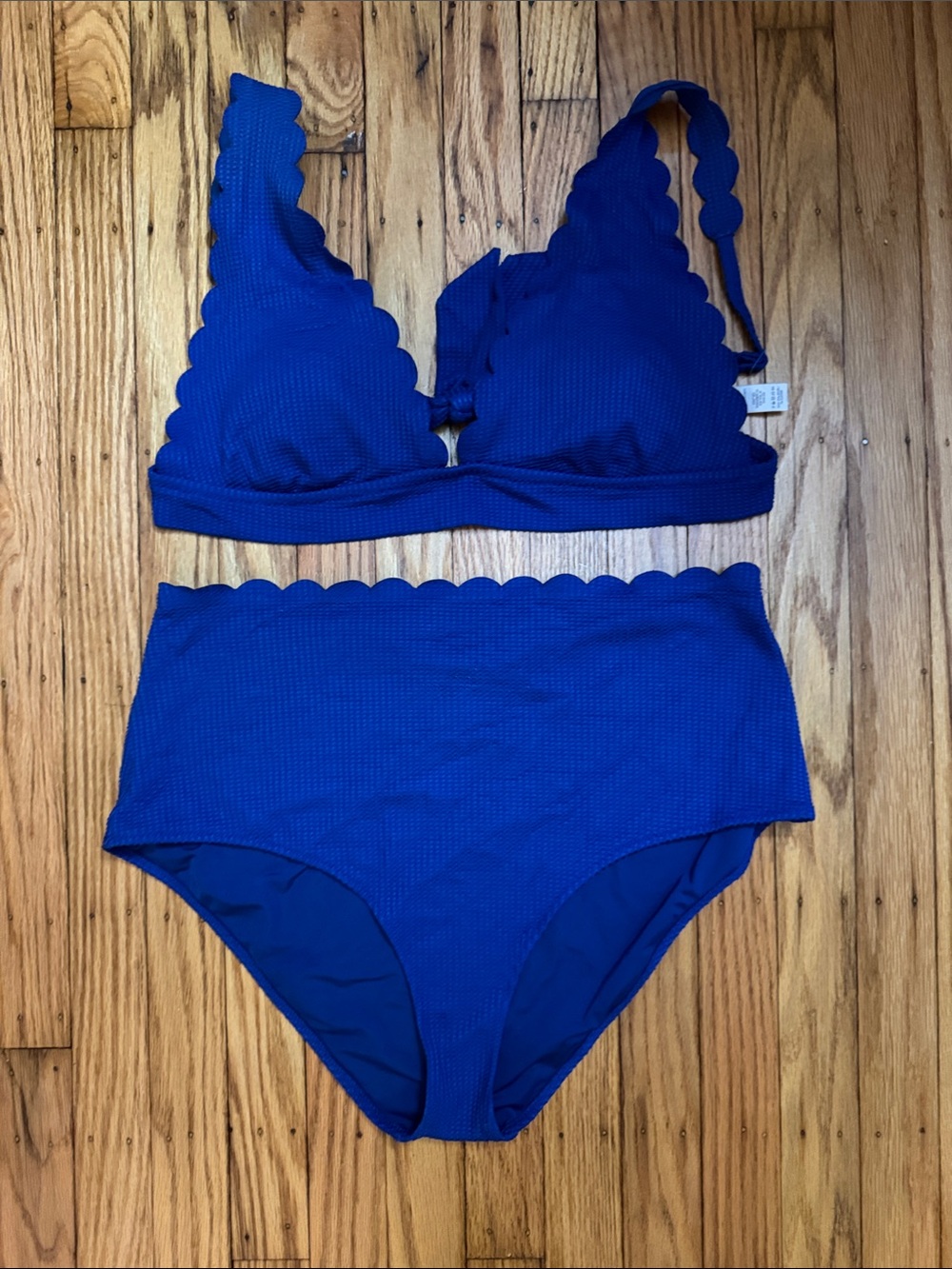 aerie Cobalt Scallop High-Waist Bikini Set